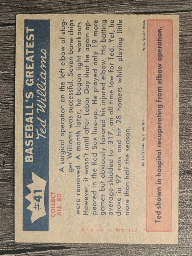 1959 Fleer Ted Williams #41 1950 Ted Recovers (EX)