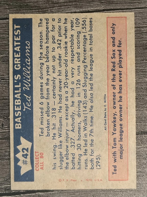 1959 Fleer Ted Williams #42 Ted Williams/Tom Yawkey (NM)
