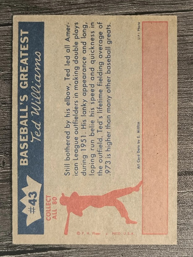 1959 Fleer Ted Williams #43 Double Play Lead (EXMT)