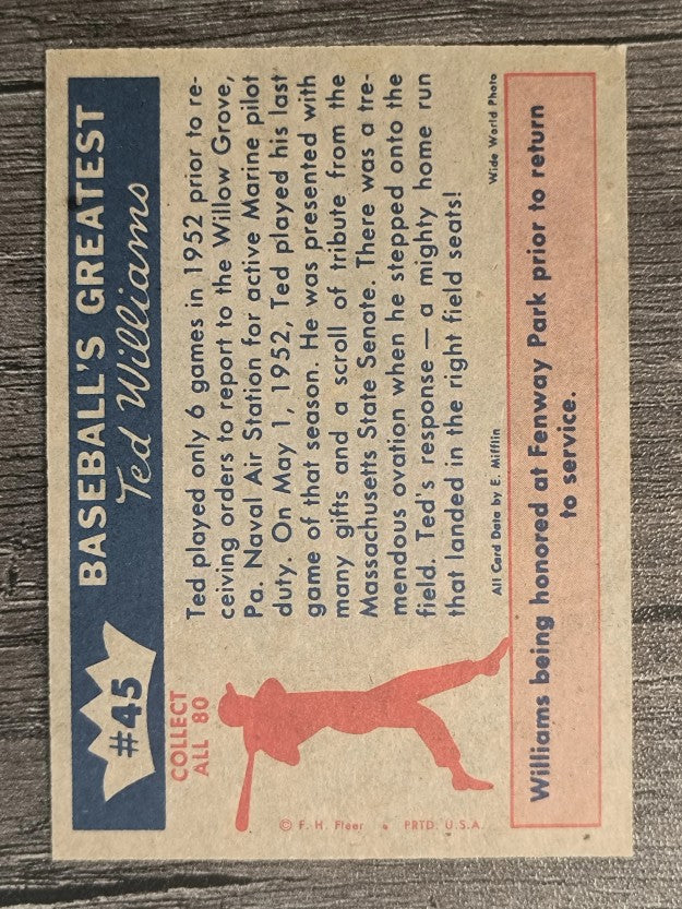 1959 Fleer Ted Williams #45 Farewell to Baseball (EXMT)