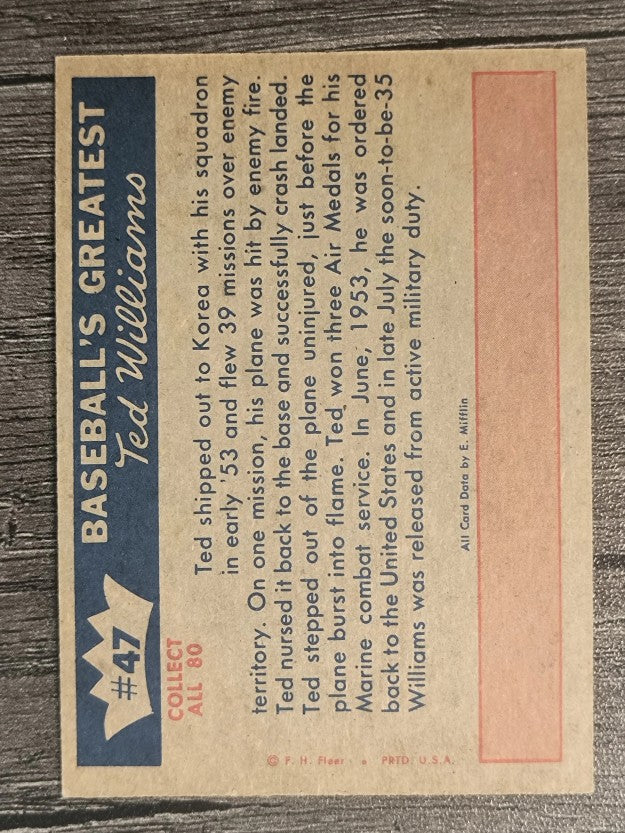 1959 Fleer Ted Williams #47 Ted Crash Lands Jet (NM)