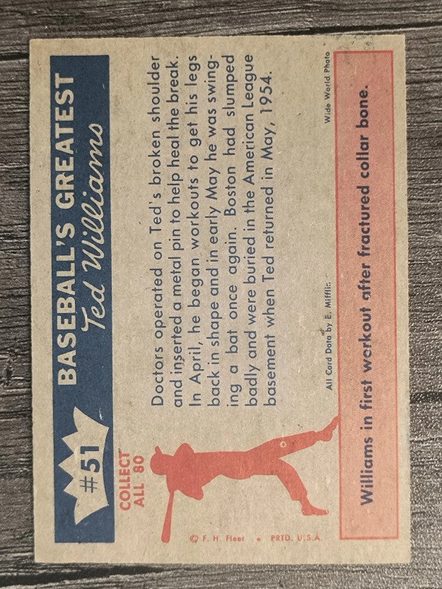 1959 Fleer Ted Williams #51 Ted is Patched Up (EXMT)