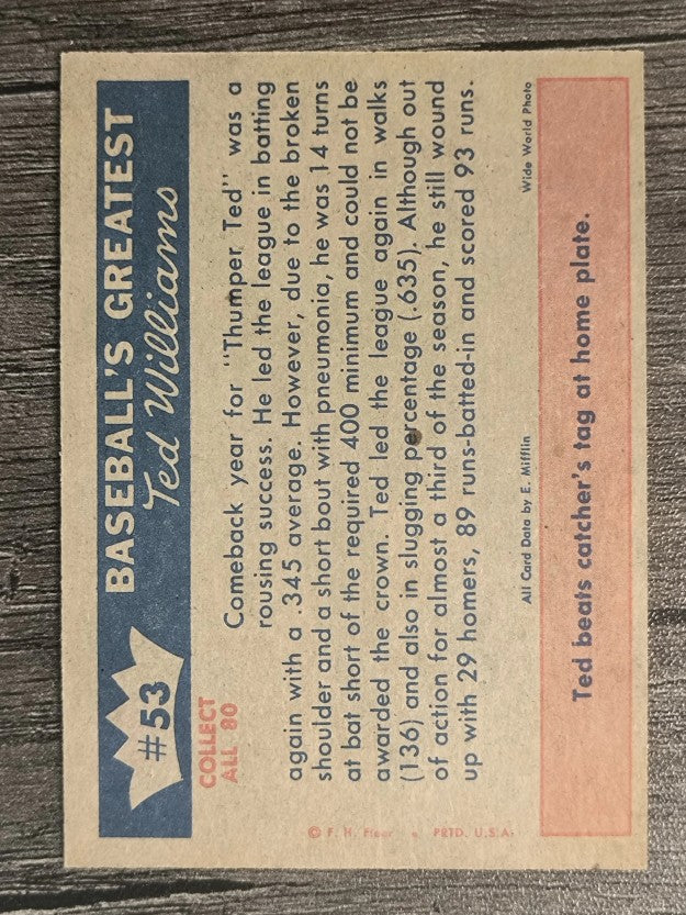 1959 Fleer Ted Williams #53 Comeback is Success (EXMT)