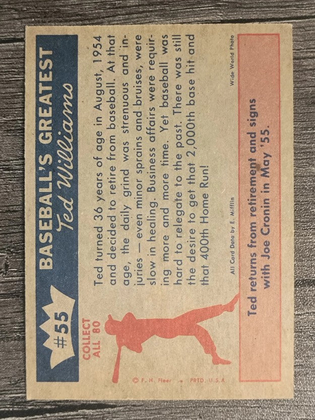 1959 Fleer Ted Williams #55 Retirement No Go (NM)