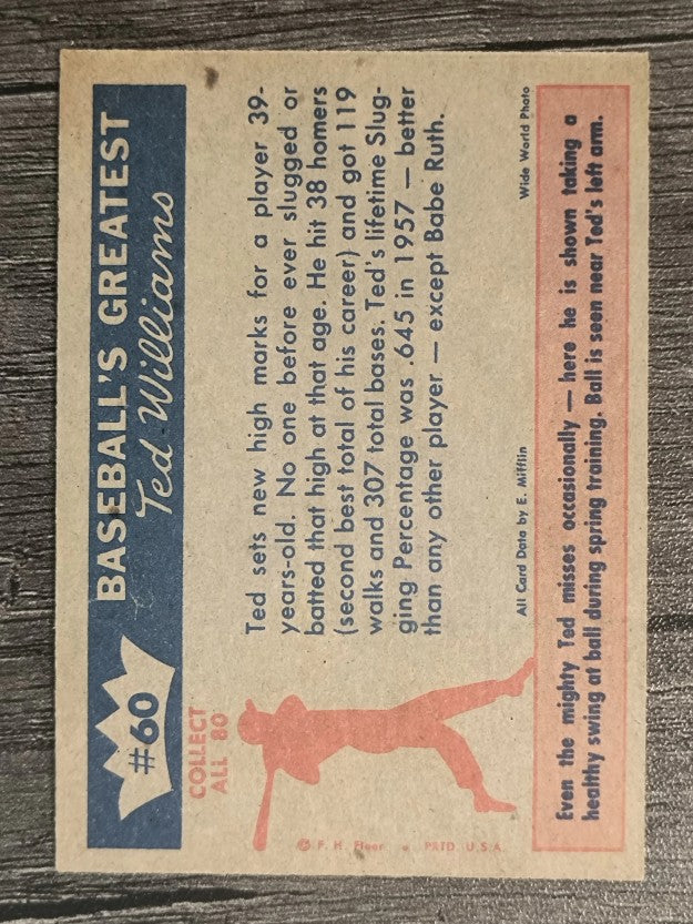 1959 Fleer Ted Williams #60 More Records for Ted (EXMT)