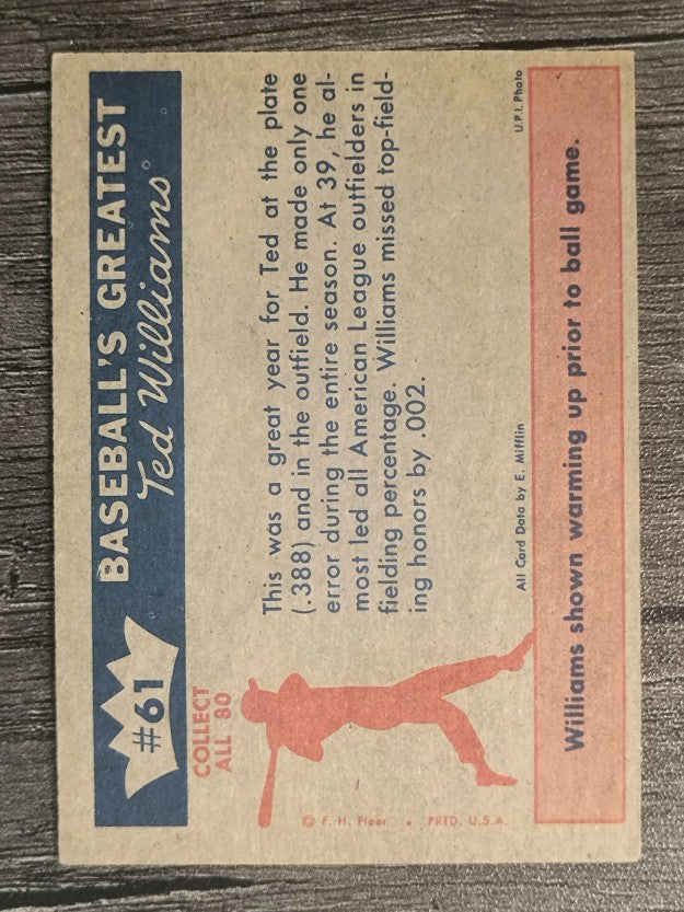 1959 Fleer Ted Williams #61 1957 Outfielder Ted (EXMT)