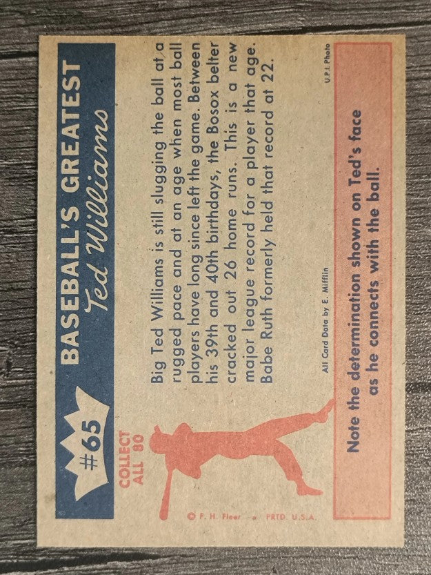 1959 Fleer Ted Williams #65 1958 August 30 (EXMT)