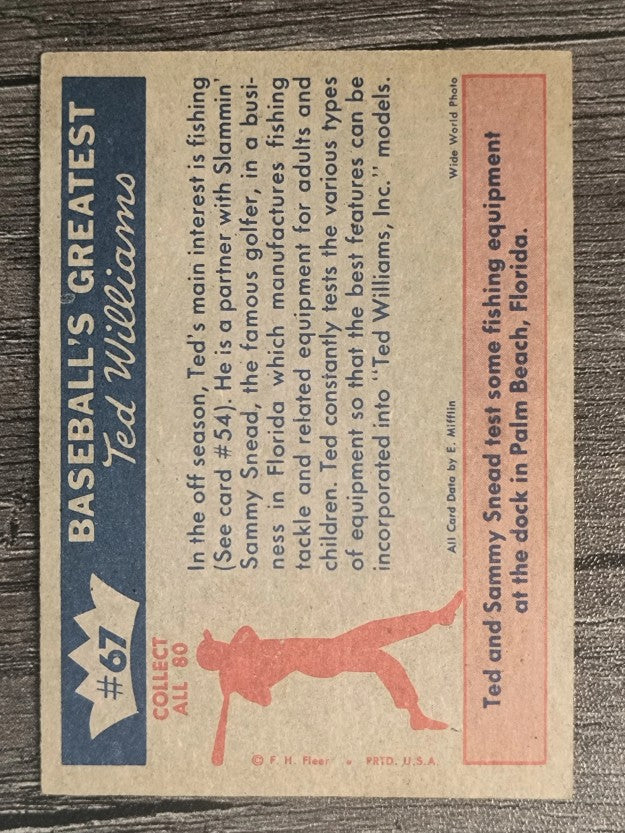 1959 Fleer Ted Williams #67 Fam.Fishermen w/Snead (EXMT)