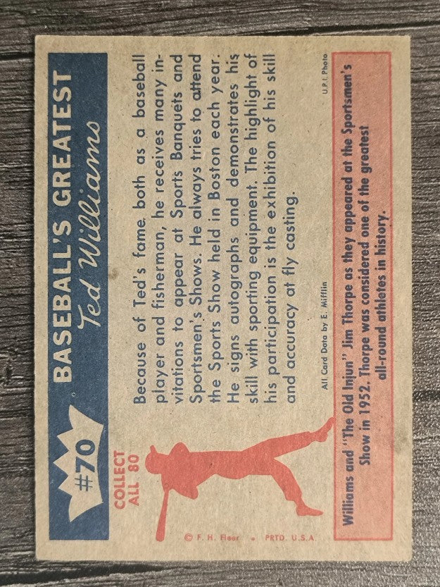 1959 Fleer Ted Williams #70 Ted Williams/Jim Thorpe (EX)