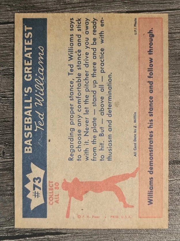 1959 Fleer Ted Williams #73 Hitting Fundamental 3 (NM)