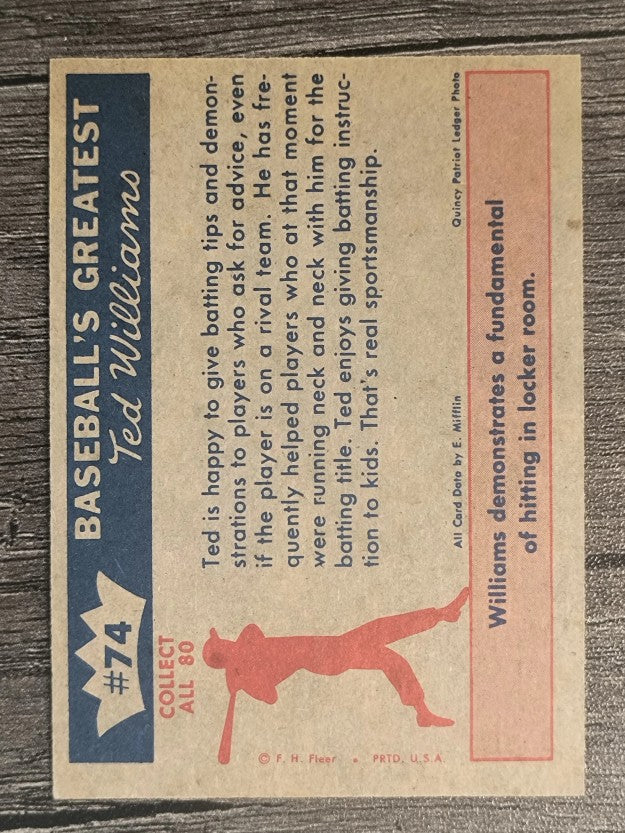 1959 Fleer Ted Williams #74 Here's How (NMMT)