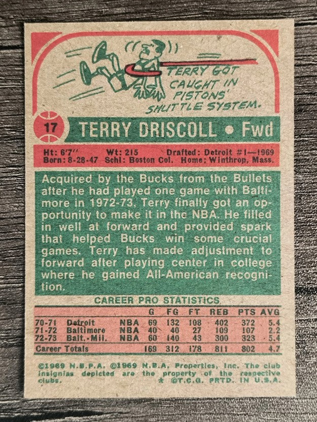 1973-74 Topps #17 Terry Driscoll (NM)