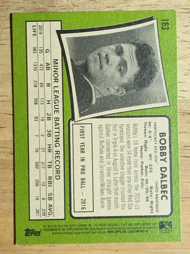 2020 Topps Heritage Minors #163 Bobby Dalbec