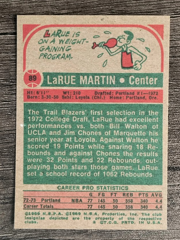 1973-74 Topps #89 LaRue Martin RC (EXMT)