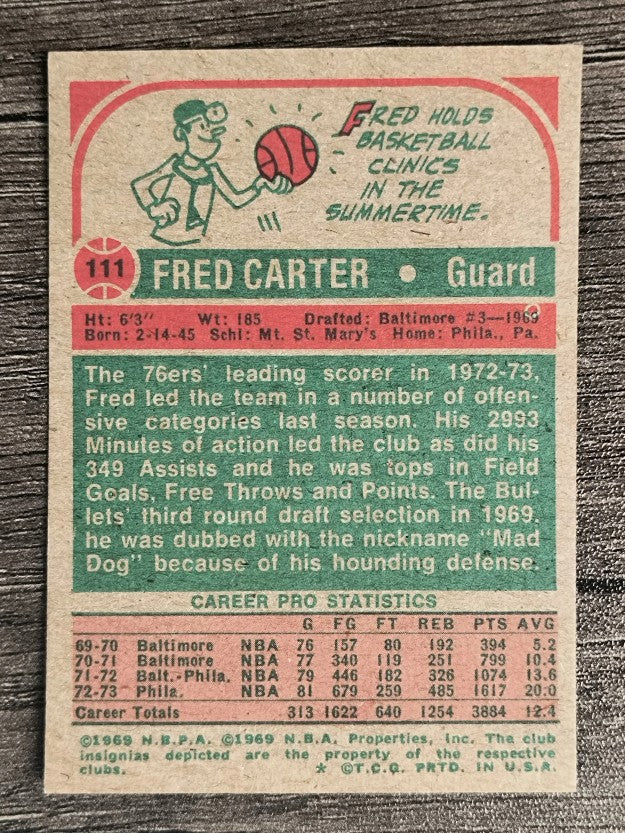 1973-74 Topps #111 Fred Carter (NM)