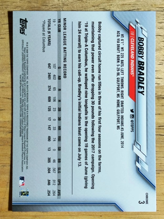 2020 Topps Chrome #3 Bobby Bradley RC