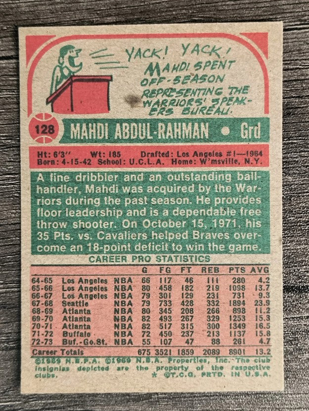 1973-74 Topps #128 Mahdi Abdul-Rahman (NMMT)