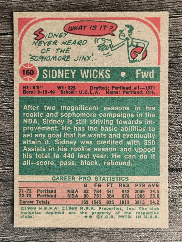 1973-74 Topps #160 Sidney Wicks (NMMT)