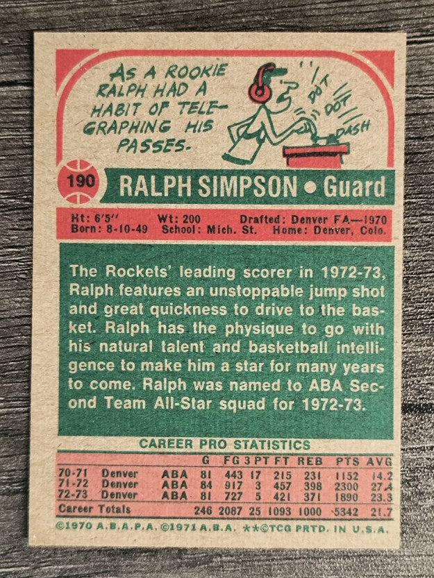 1973-74 Topps #190 Ralph Simpson AS2 (EX)