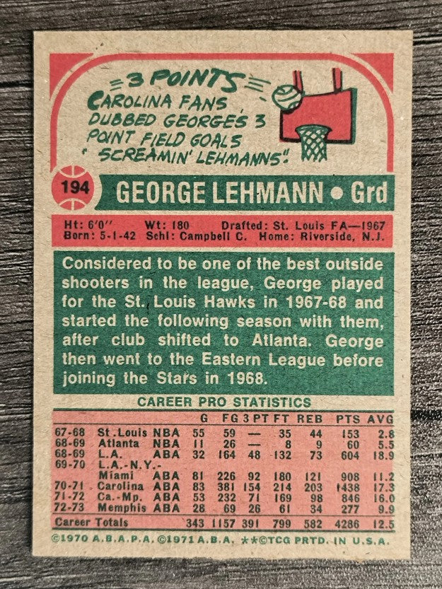 1973-74 Topps #194 George Lehmann (EXMT)