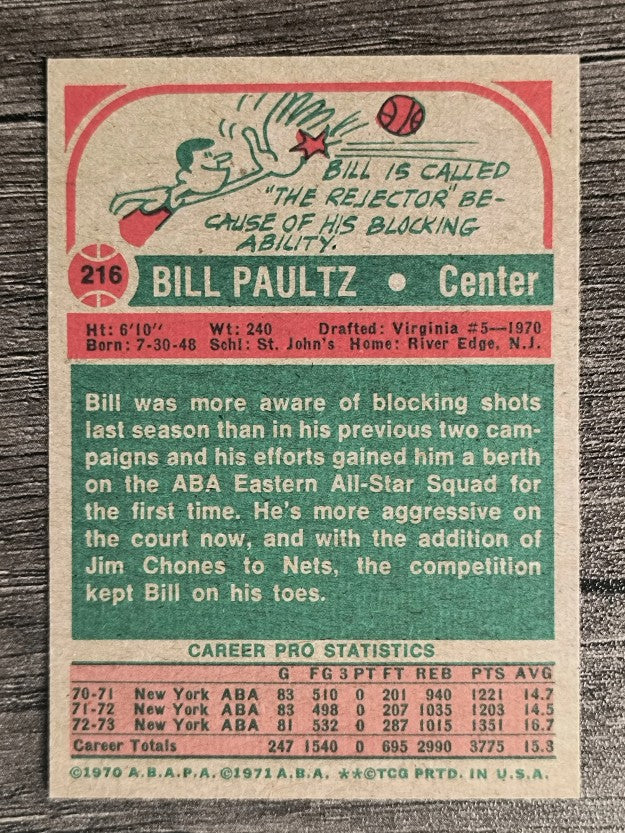 1973-74 Topps #216 Billy Paultz (NM)