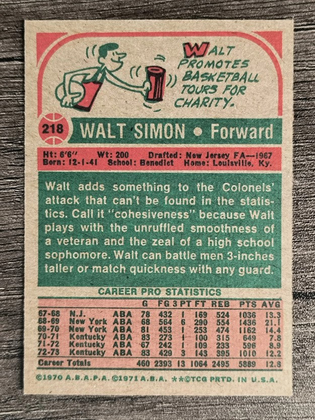 1973-74 Topps #218 Walt Simon (NMMT)