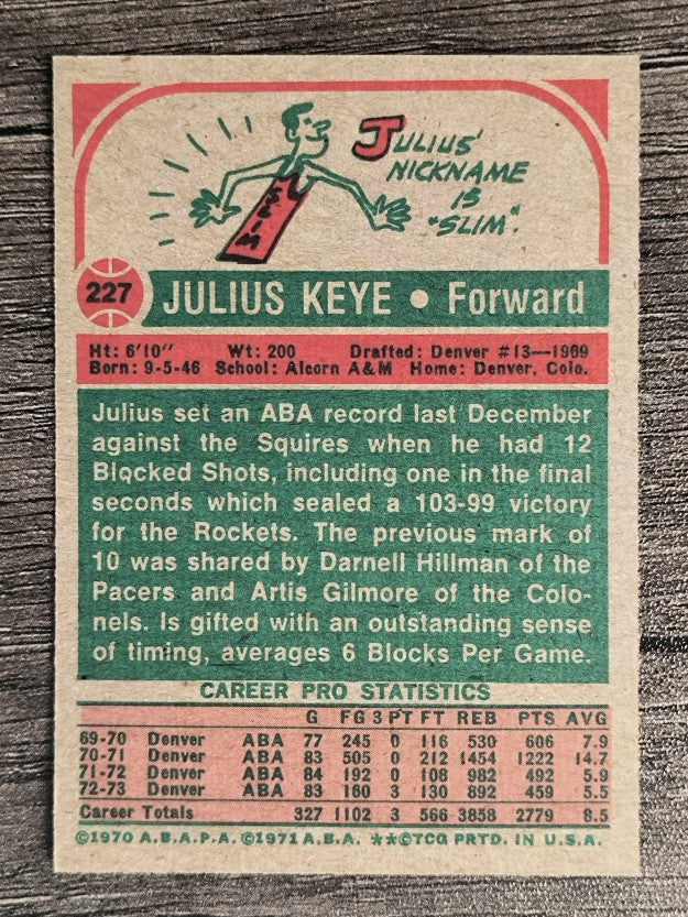 1973-74 Topps #227 Julius Keye (NM)