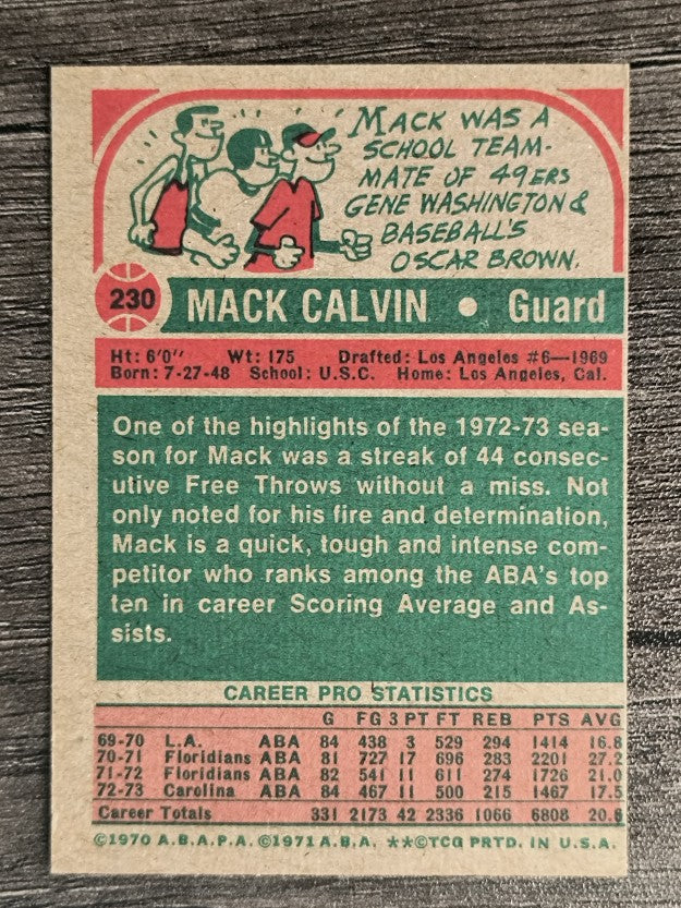 1973-74 Topps #230 Mack Calvin AS2 (EX)