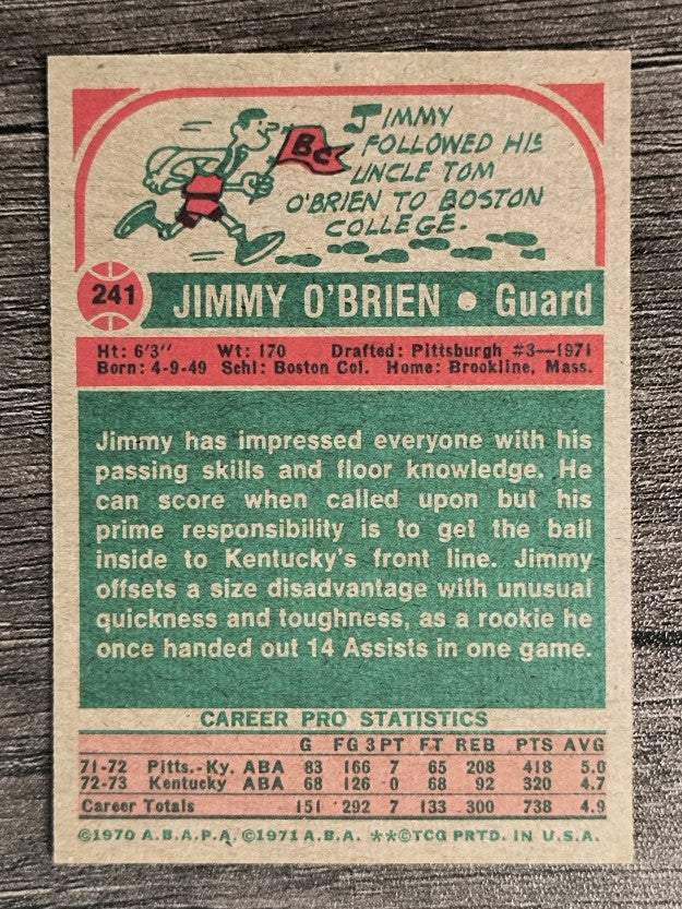 1973-74 Topps #241 Jimmy O'Brien (NMMT)