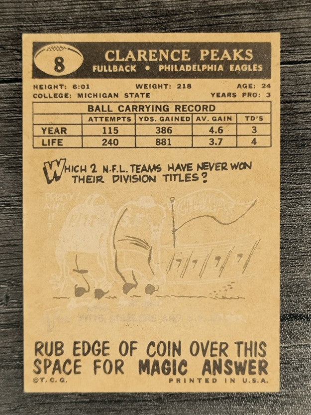 1959 Topps #8 Clarence Peaks (VGEX)