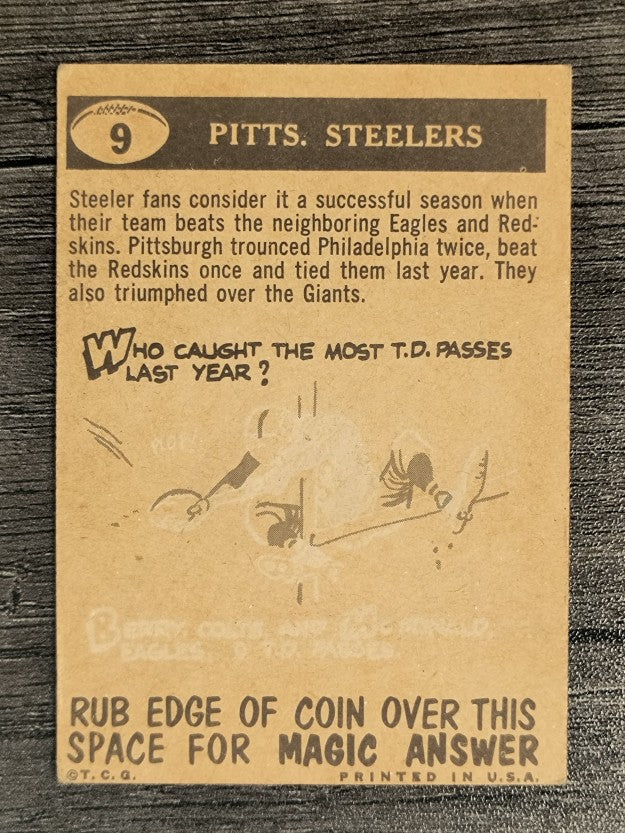 1959 Topps #9 Steelers Pennant (VG)