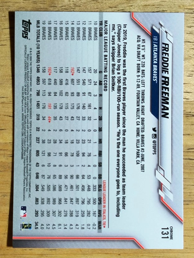 2020 Topps Chrome #131 Freddie Freeman