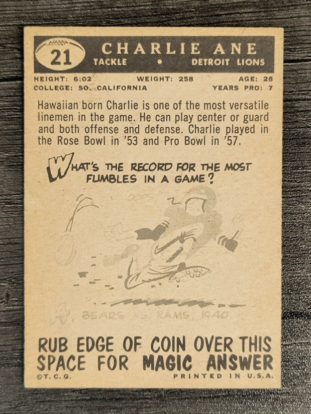 1959 Topps #21 Charlie Ane (VG)