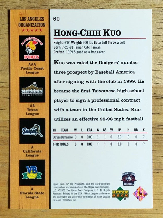 2001 SP Top Prospects #60 Hong-Chih Kuo