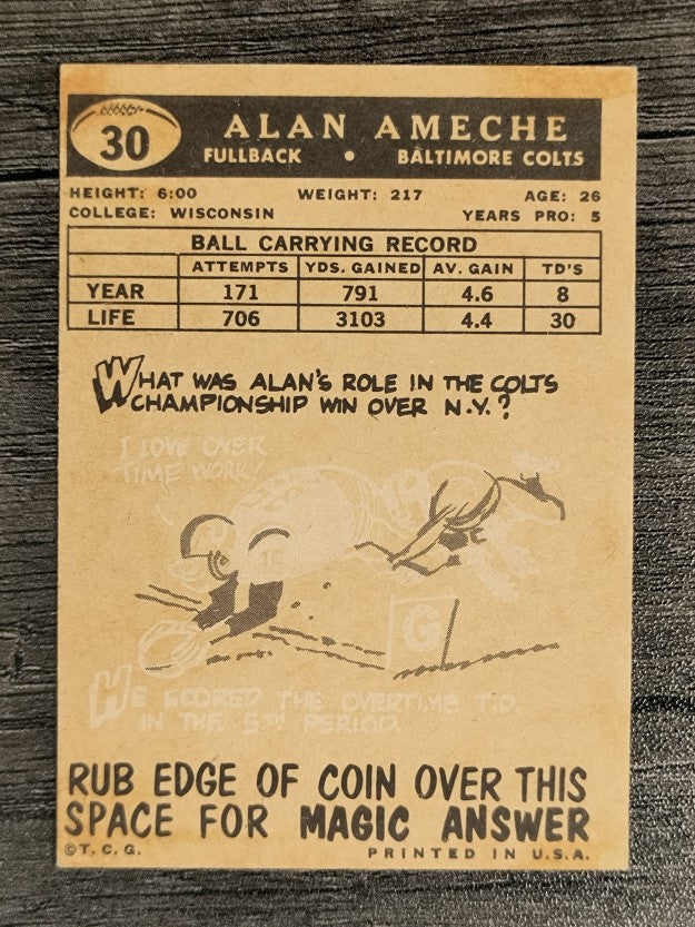 1959 Topps #30 Alan Ameche (VGEX)