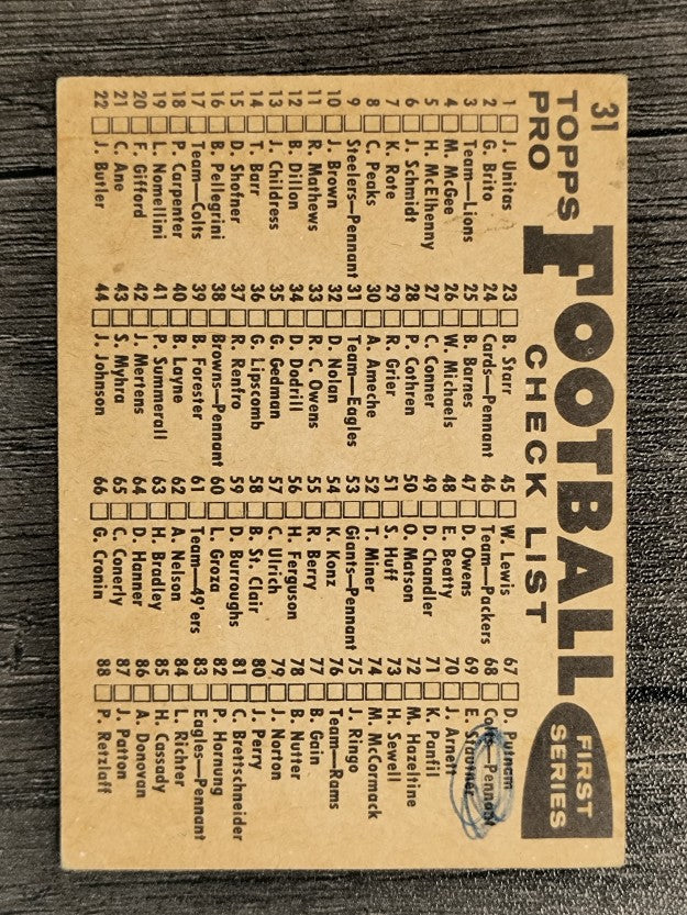 1959 Topps #31 Philadelphia Eagles CL (GOOD)