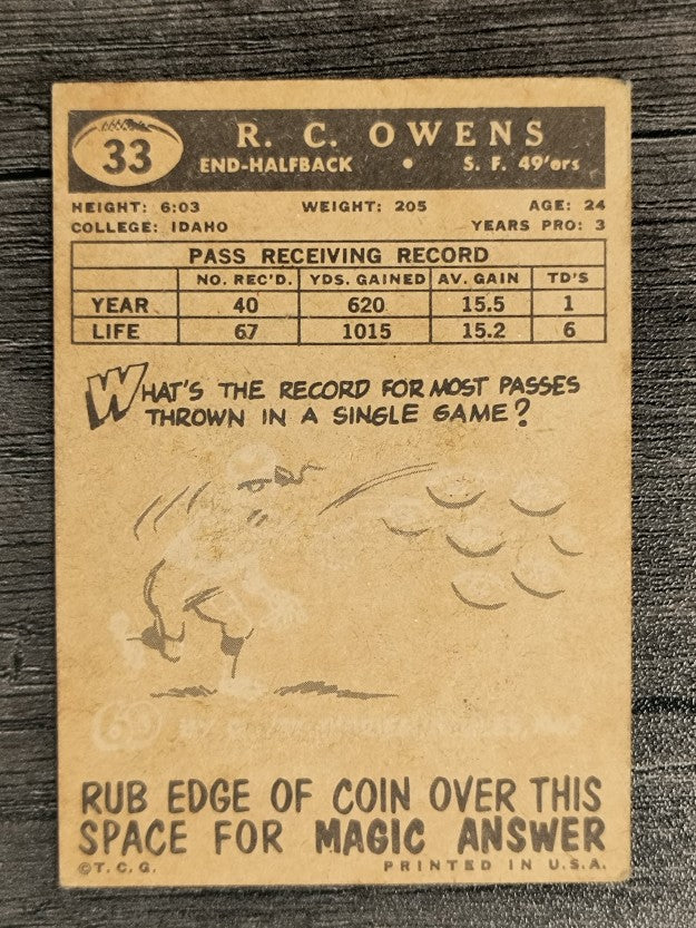 1959 Topps #33 R.C. Owens (VG)