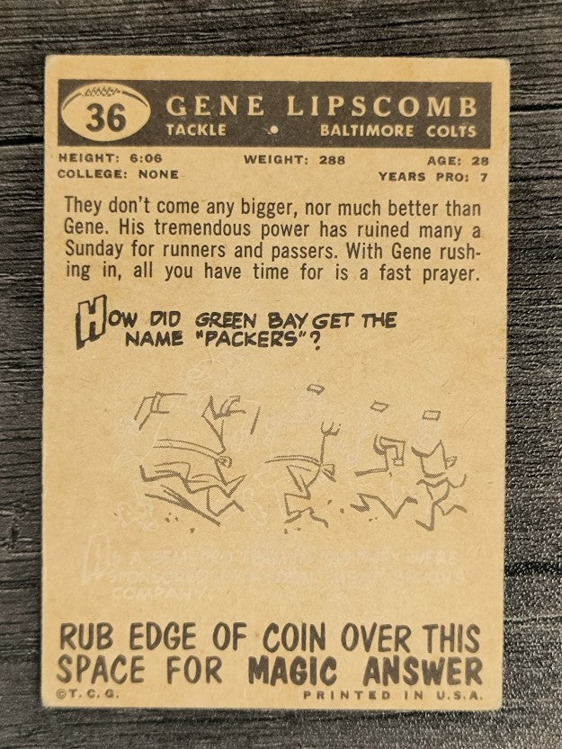 1959 Topps #36 Gene Lipscomb RC (VG)