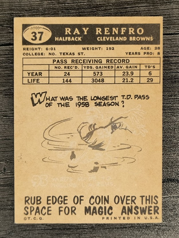 1959 Topps #37 Ray Renfro (VGEX)