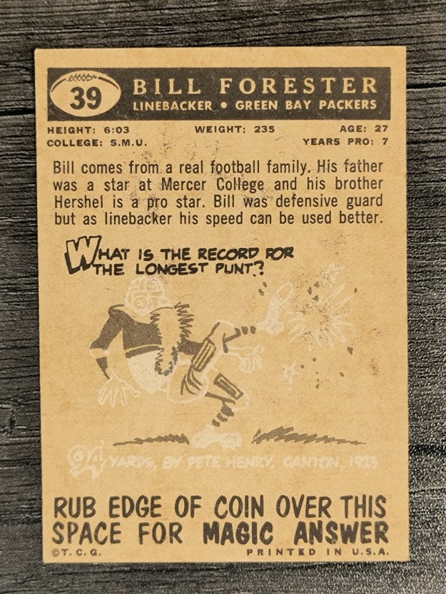 1959 Topps #39 Bill Forester (VGEX)