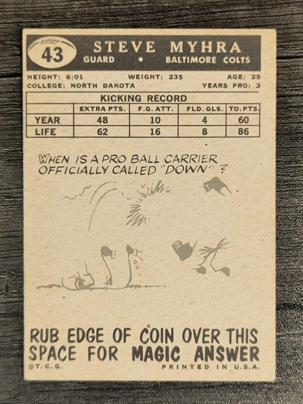 1959 Topps #43 Steve Myhra RC (VGEX)