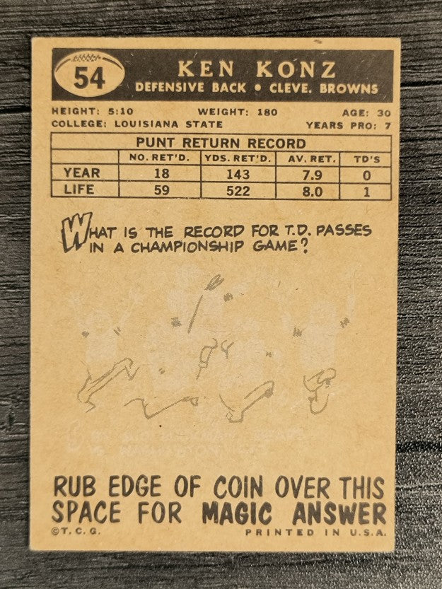 1959 Topps #54 Kenny Konz (VG)