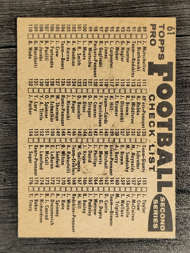 1959 Topps #61 San Francisco 49ers CL (VG)