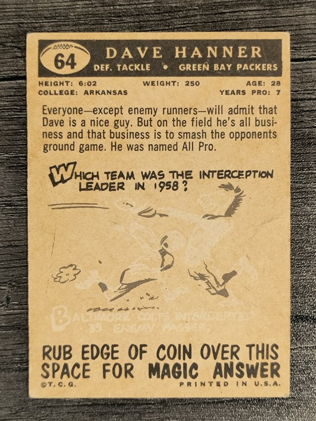 1959 Topps #64 Dave Hanner (VG)