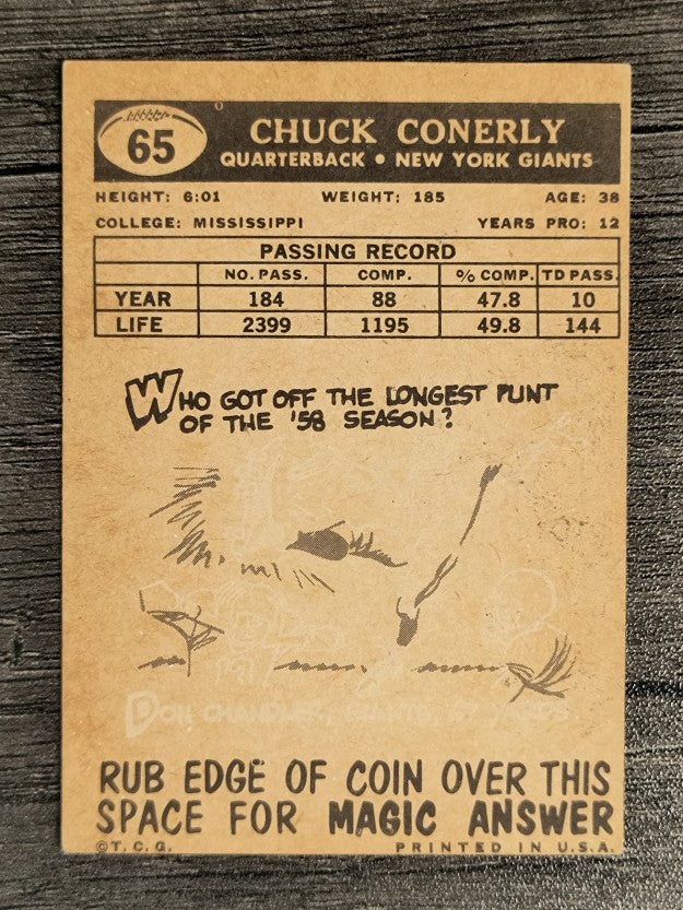1959 Topps #65 Charley Conerly (VG)