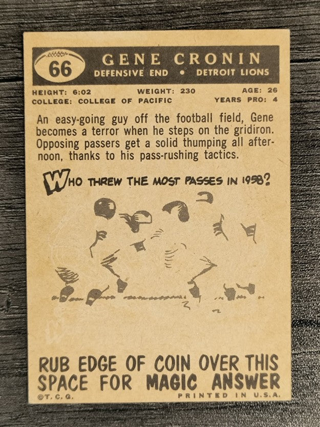 1959 Topps #66 Gene Cronin RC (EX)