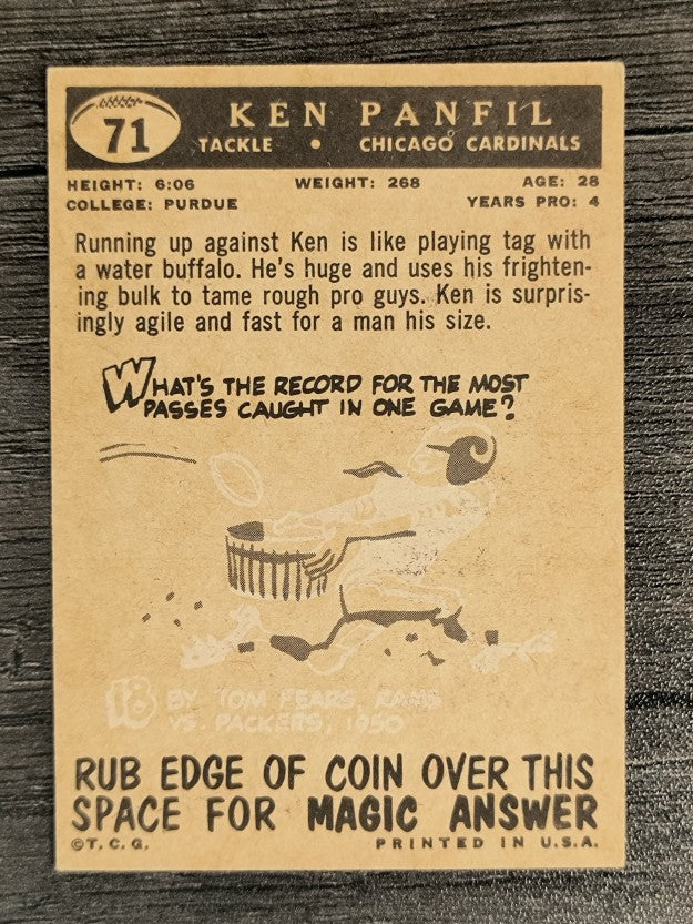 1959 Topps #71 Ken Panfil RC (EX)