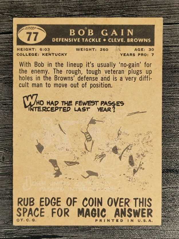 1959 Topps #77 Bob Gain RC (EX)