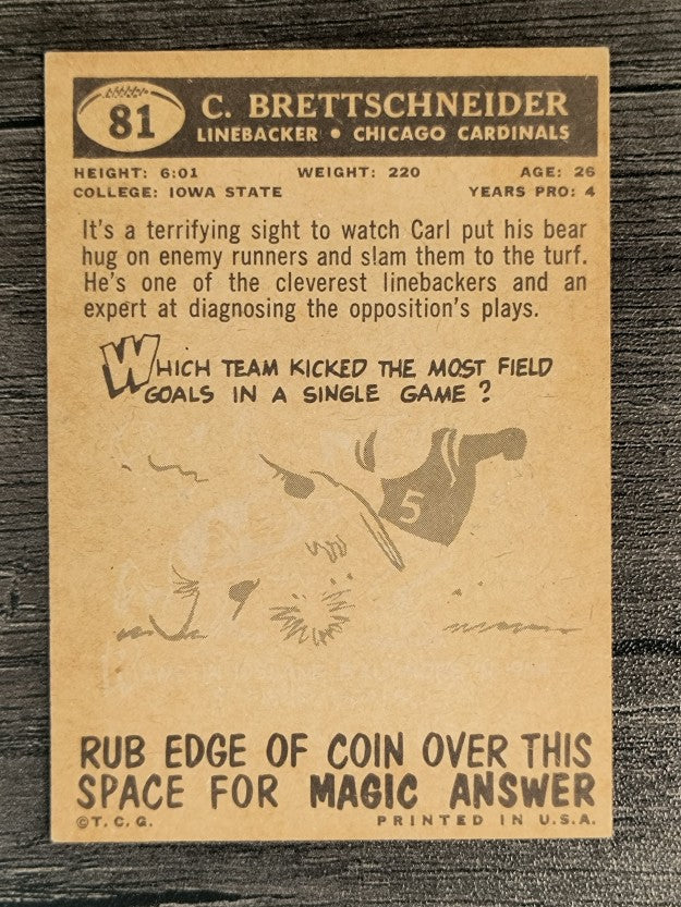 1959 Topps #81 Carl Brettschneider (EX)