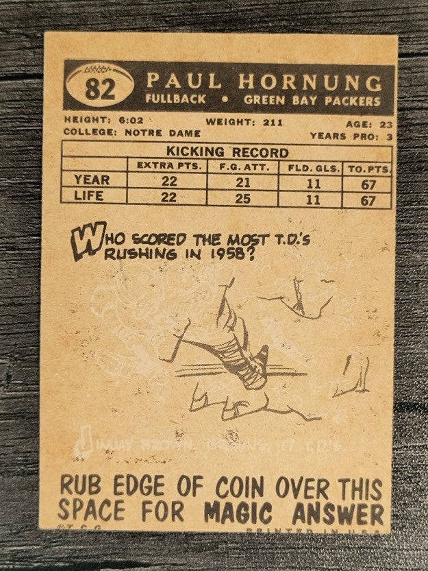 1959 Topps #82 Paul Hornung (EX)